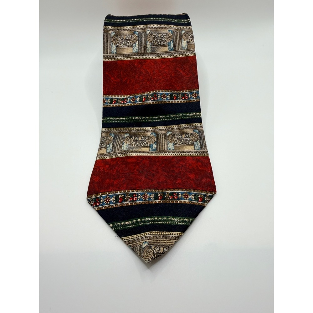 Van Heusen Mens Silk Tie Red Blue Gold Architectural Column Floral Canada